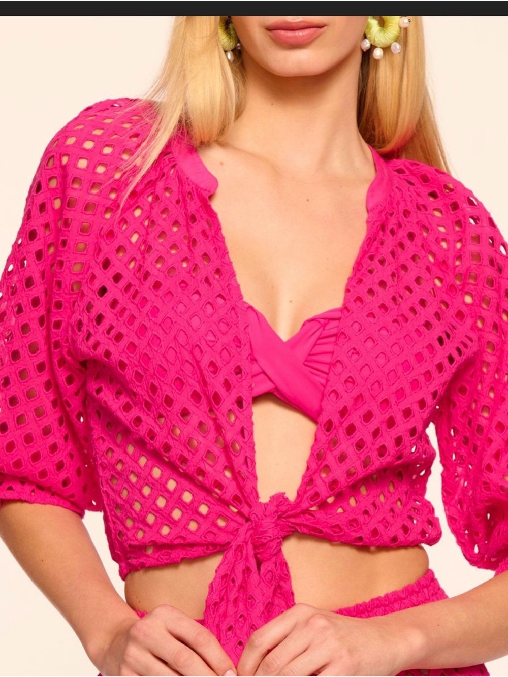 Ramy Brook Bright Fuchsia Eyelet Top nwt
XL